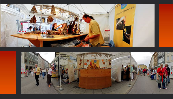 Marktstand der Galerie-Glaswerk / Sommer 2009 in MÃ¼nchen
